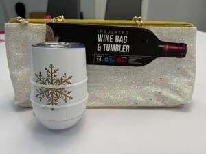 Wild Eye Designs Insulated Winter Snowflake Wine Bag & 14oz Tumbler Set